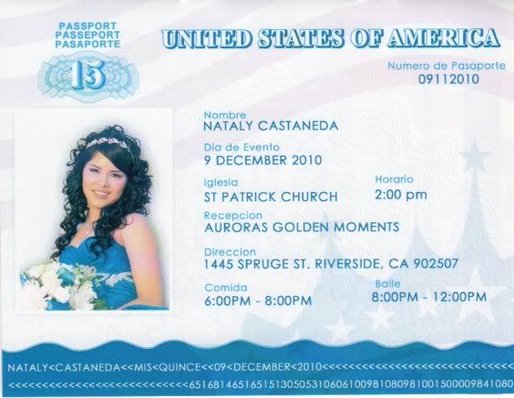 Invitaciones de Pasaporte para Quinceaneras