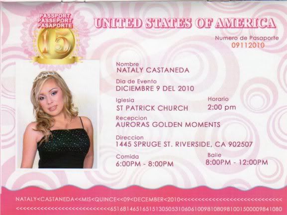 Invitaciones de Pasaporte para Quinceaneras