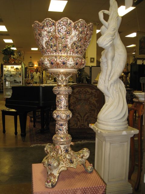 Antique Fischer Budapest Pottery Jardiniere Plant Stand