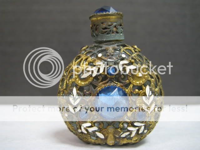 Czech Jeweled Filigree Perfume Bottle