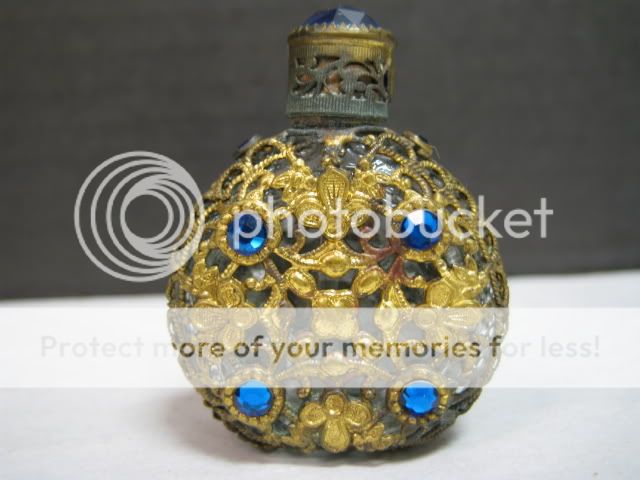 Czech Jeweled Filigree Perfume Bottle