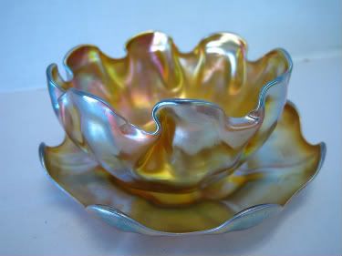 Tiffany Gold Favrile Bowl & Dish Tiffany Gold Favrile Bowl & Dish