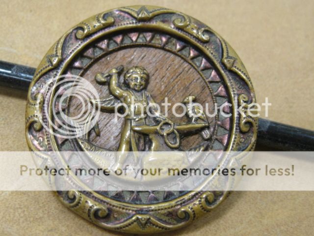 Metal Button Wood Inlay